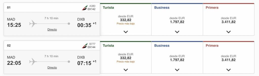 diferencias entre primera clase y business 